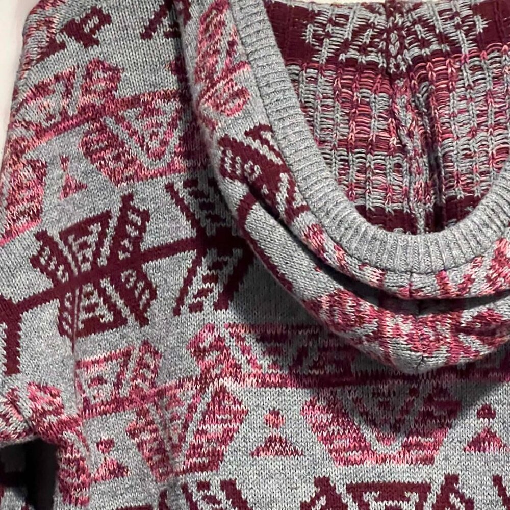 American Eagle Hooded Sweater Grey Cranberry Pink 100% Cotton Size S - Picture 14 of 14